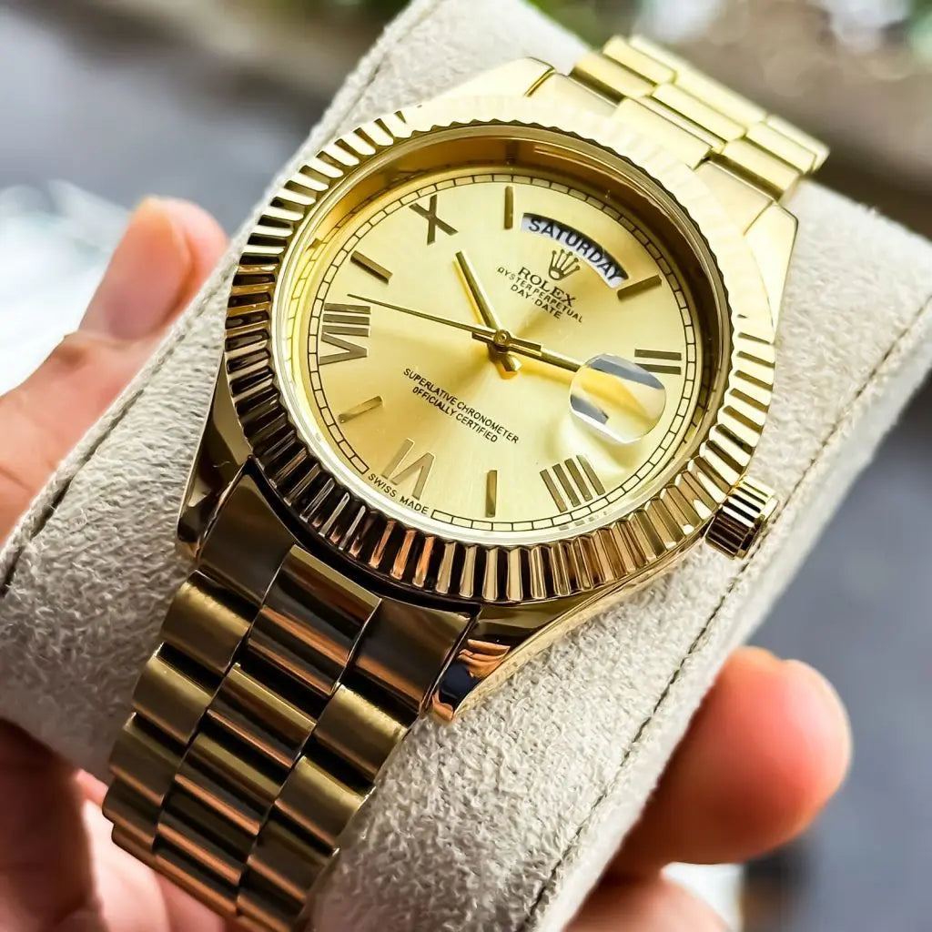 Rolex Day-Date Golden 7A Premium Watch for Men