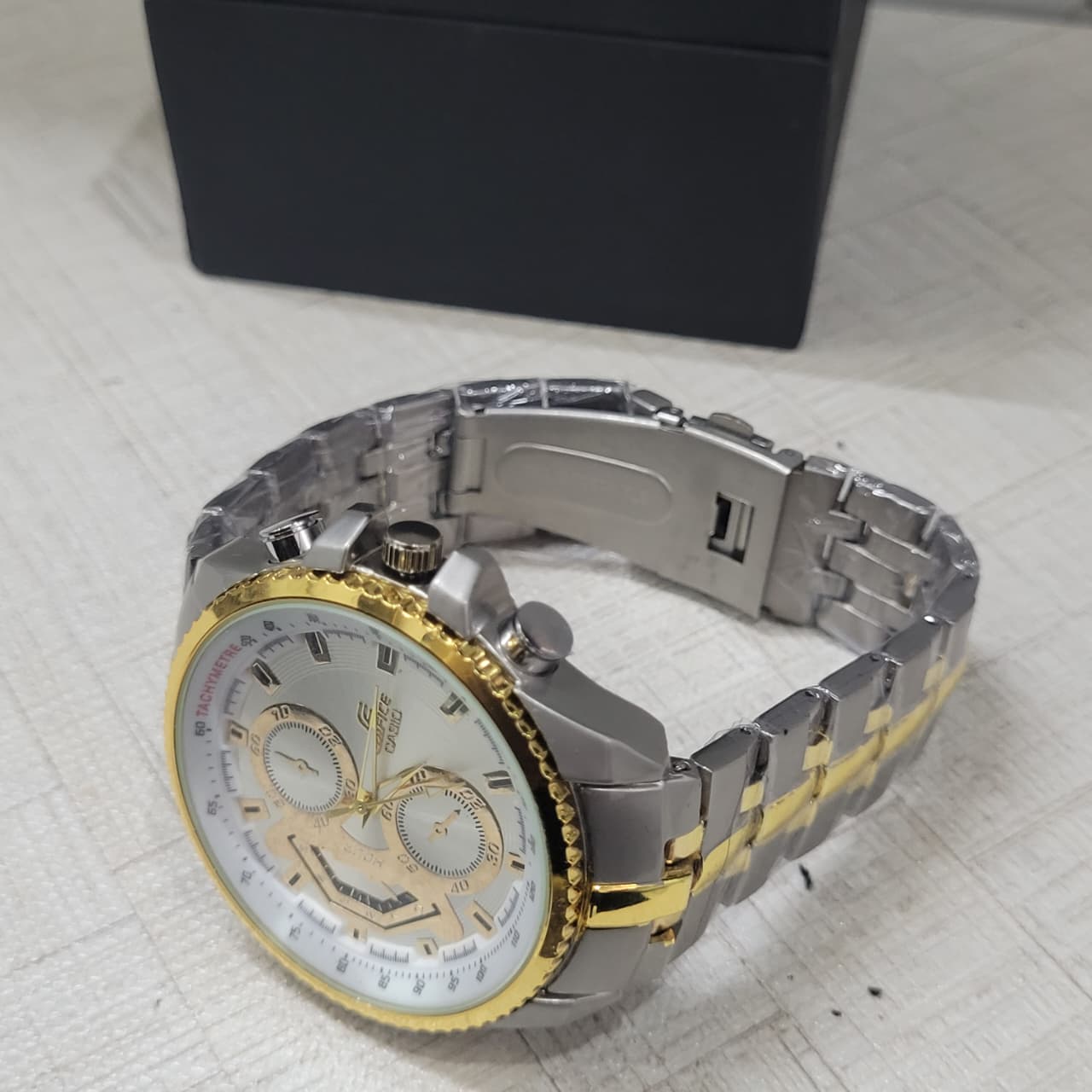 Casio Edifice EF-558SG-1AV Chronograph Watch for Men – Silver & Gold Stainless Steel