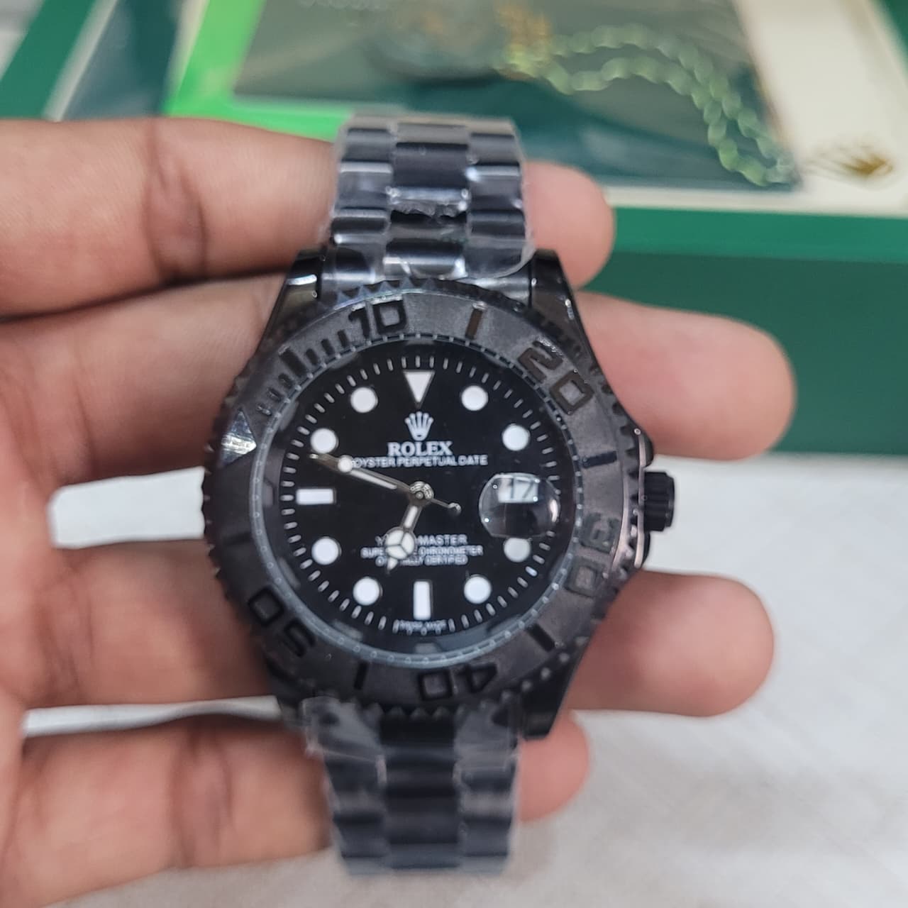 Rolex Yacht-Master Black Dial Automatic Watch for Men – Full Black Stainless Steel