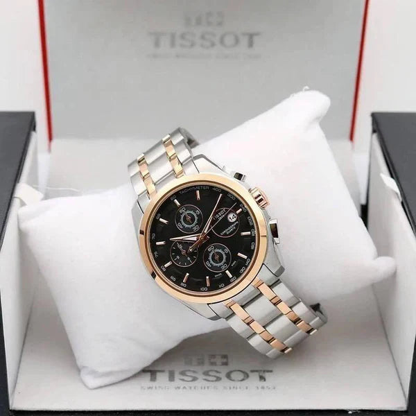 Tissot 1853 Black Dial with Rose Gold Bezel 7AA Premium Chronograph Watch for Men