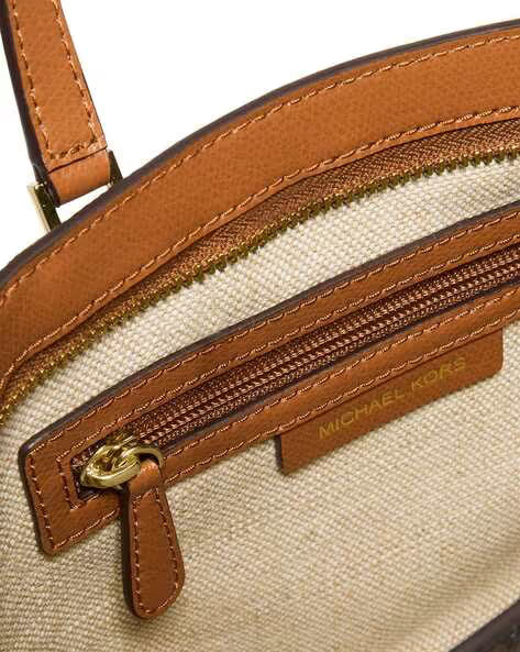 Michael Kors Sienna Medium Satchel Bag for Women – Brown Printed Leather Handbag with Dust Cover