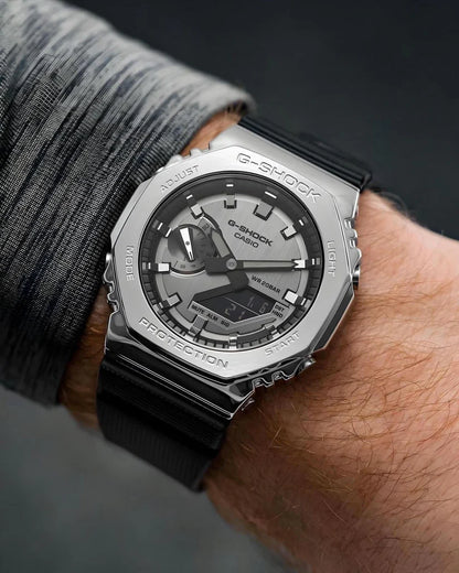 Casio G-Shock GM-2100-1ADR Metal Silver & Black 7AA Premium Watch for Unisex