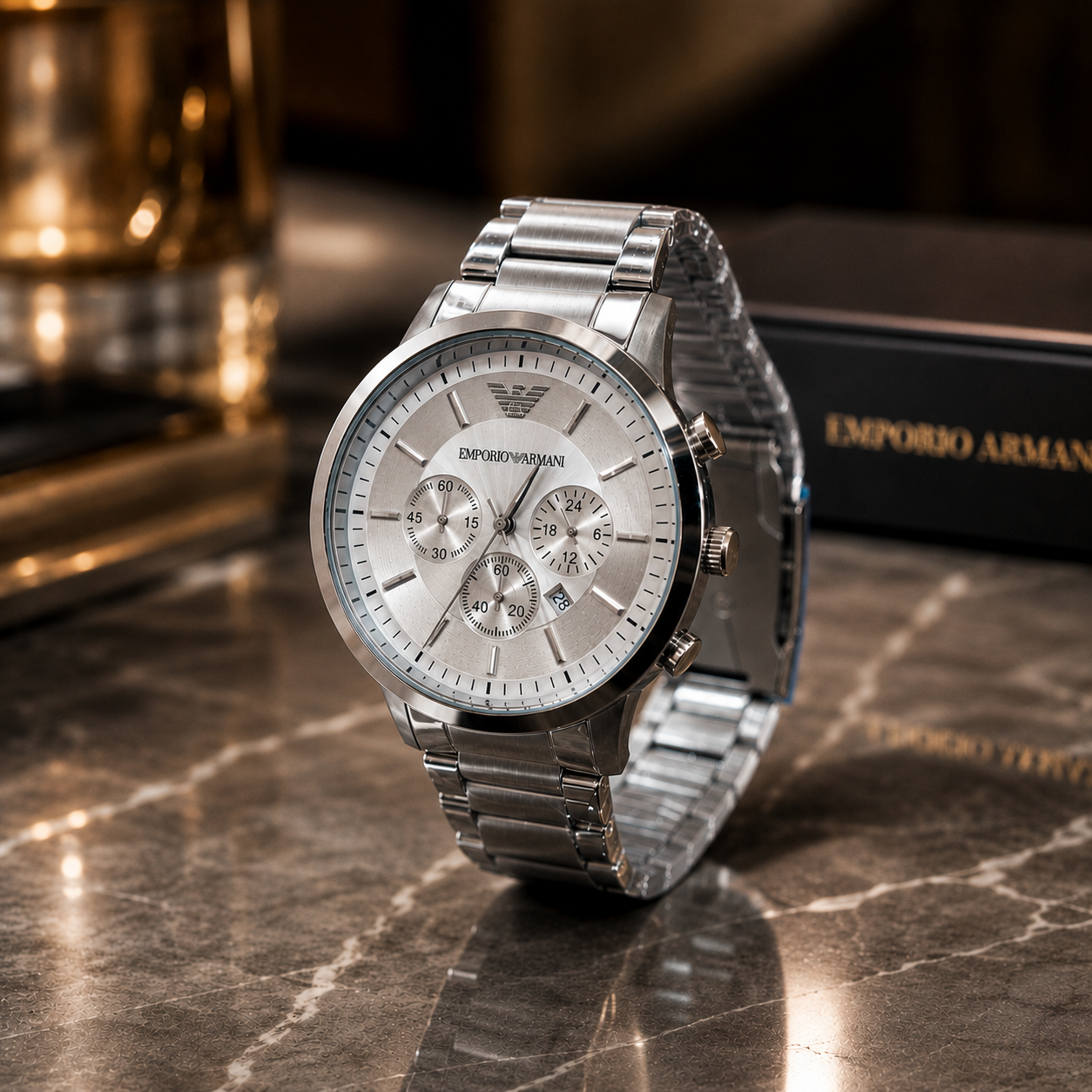 Emporio Armani AR2458 White Dial Chronograph Copy Watch for Men