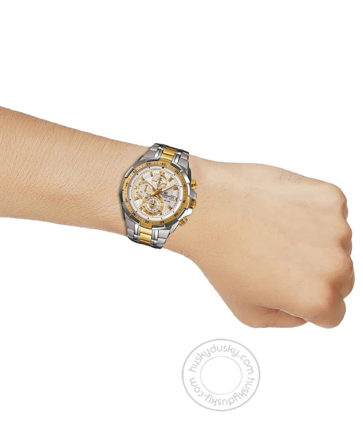 Casio Edifice EFR-539SG-7AVUDF Chronograph Watch for Men – White Dial Gold Metal Strap