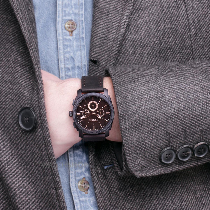 Fossil Machine Chronograph Brown Leather Strap Watch for Men – FS4656