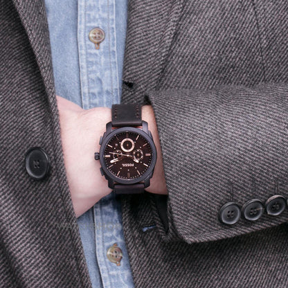 Fossil Machine Chronograph Brown Leather Strap Watch for Men – FS4656