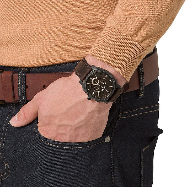 Fossil Machine Chronograph Brown Leather Strap Watch for Men – FS4656