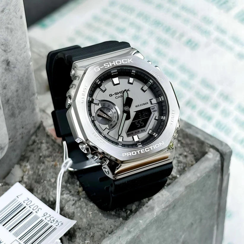 Casio G-Shock GM-2100-1ADR Metal Silver & Black 7AA Premium Watch for Unisex