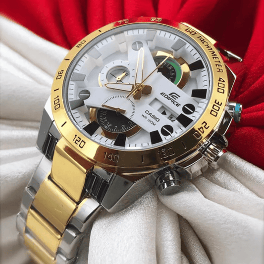 Casio Edifice EFR-540GS Silver & Gold Chronograph Watch for Men