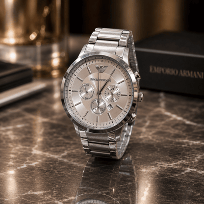 Emporio Armani AR2458 White Dial Chronograph Copy Watch for Men