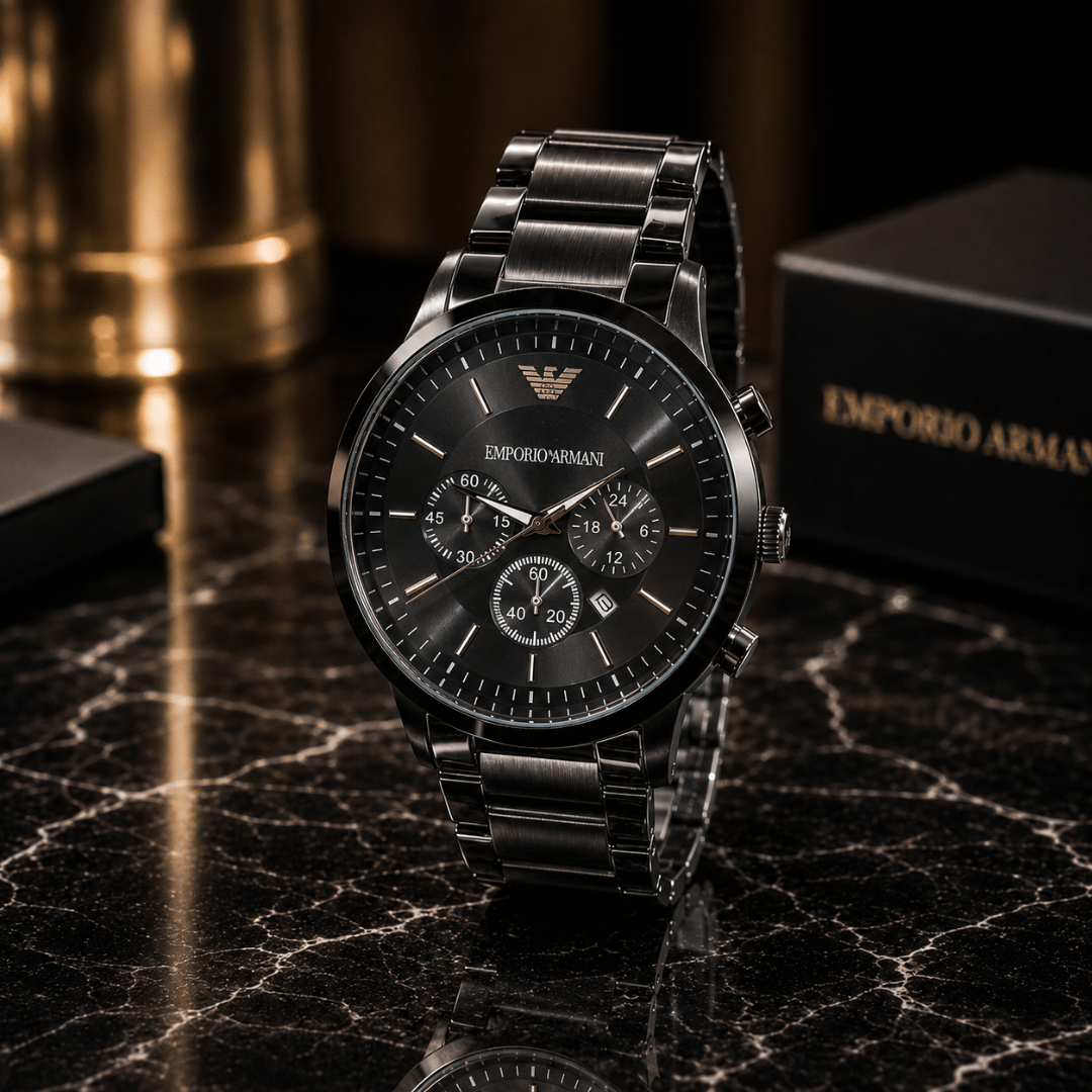 Emporio Armani AR2453 Black Dial Stainless Steel Watch for Men