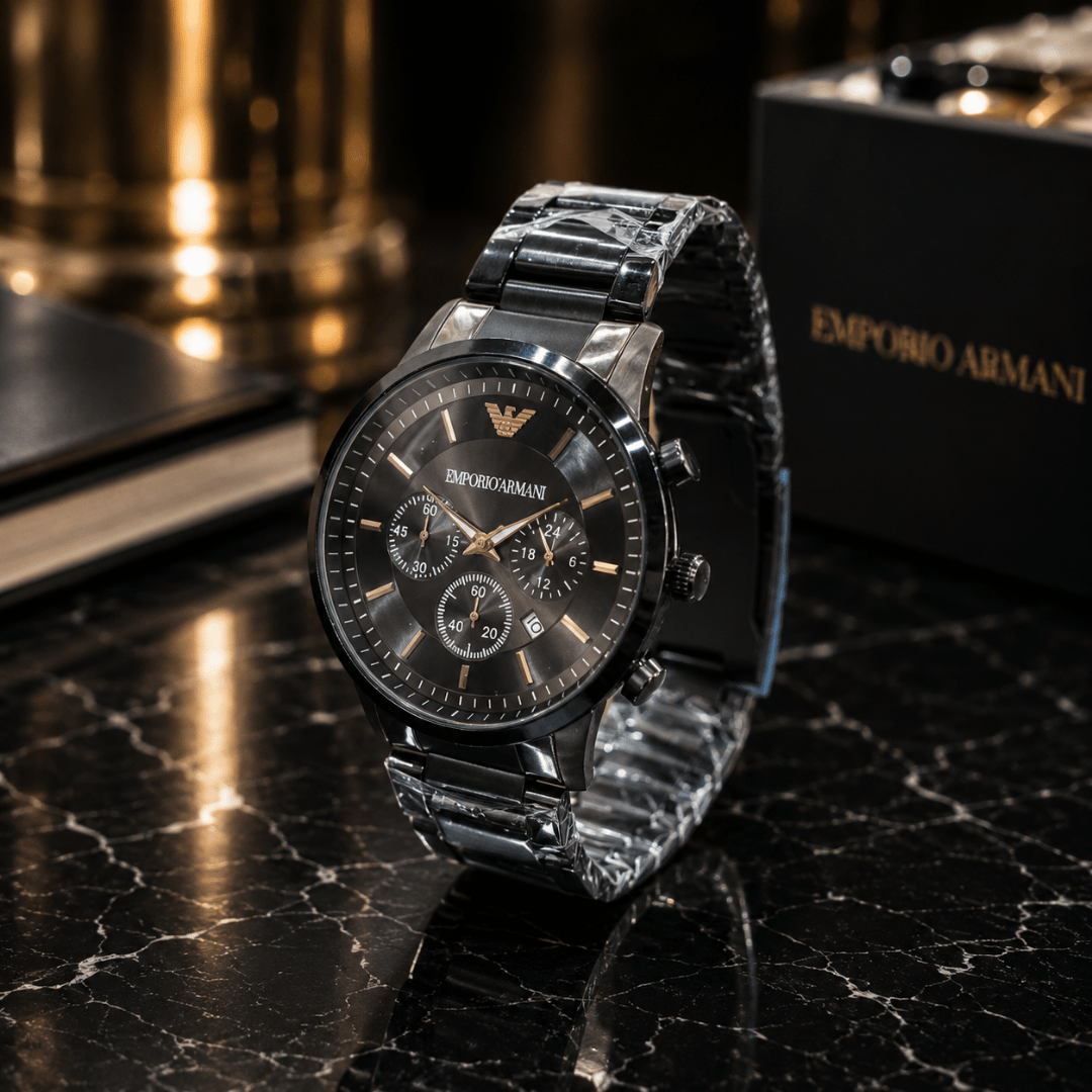 Emporio Armani AR2453 Black Dial Stainless Steel Watch for Men