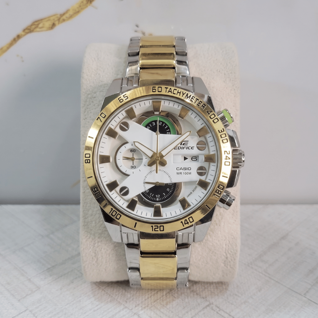 Casio Edifice EFR-540GS Silver & Gold Chronograph Watch for Men