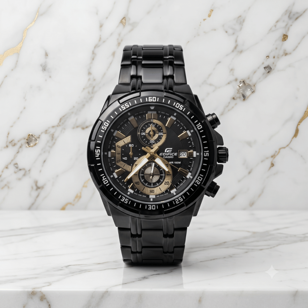 Casio Edifice EFR-539BK-1A Black Chronograph Watch for Men – Full Black Stainless Steel