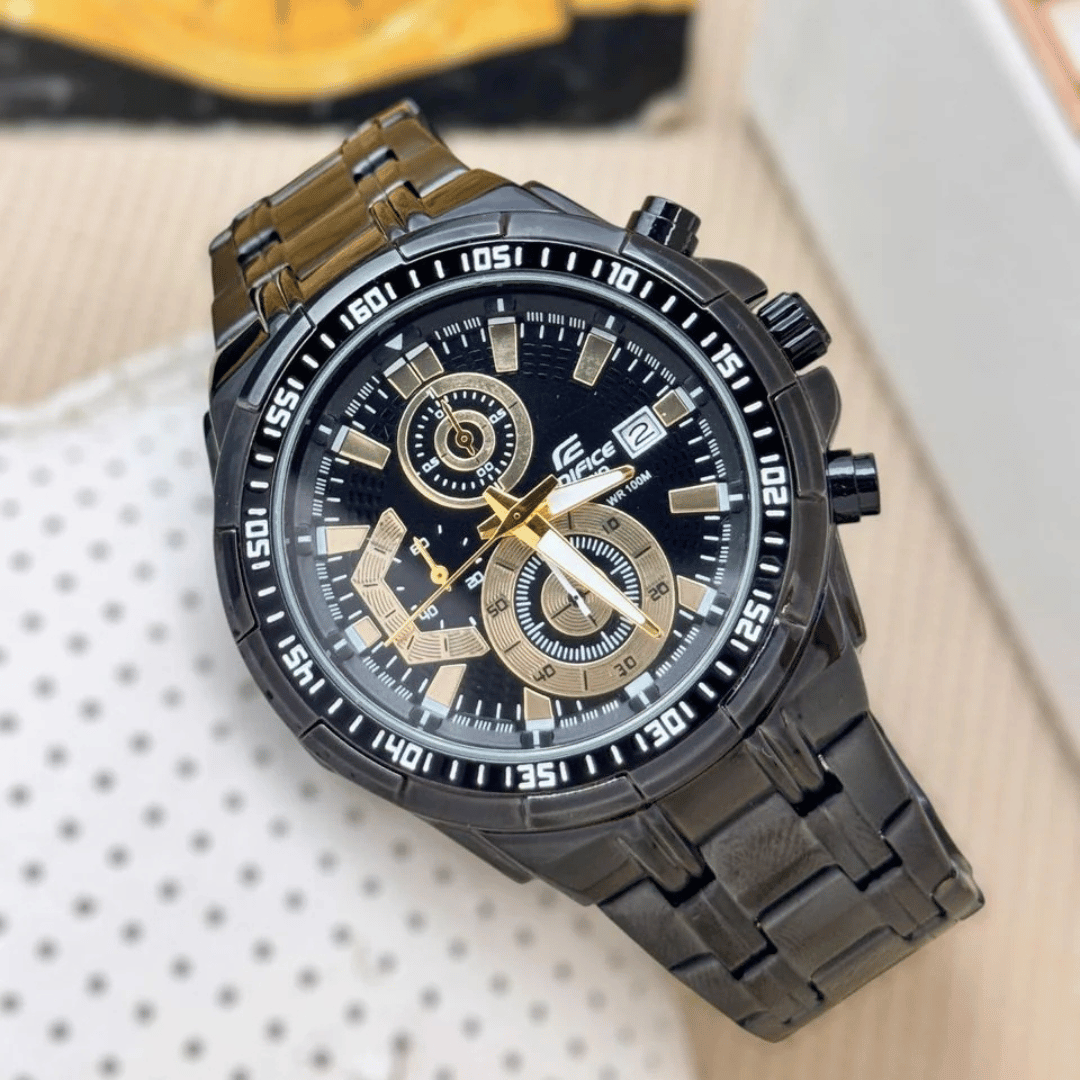 Casio Edifice EFR-539BK-1A Black Chronograph Watch for Men – Full Black Stainless Steel