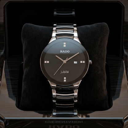 Rado Centrix Jubilé Black Dial Two-Tone Watch for Men