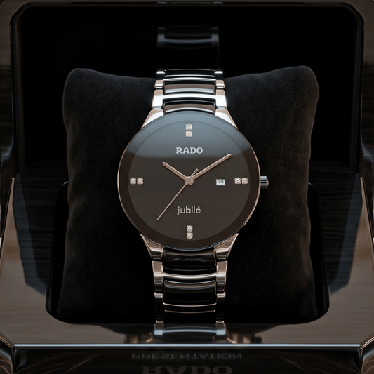 Rado Centrix Jubilé Black Dial Two-Tone Watch for Men