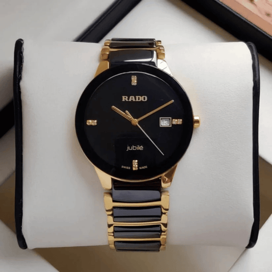 Rado Jubilé Black Dial Black & Gold Ceramic Copy Watch for Men