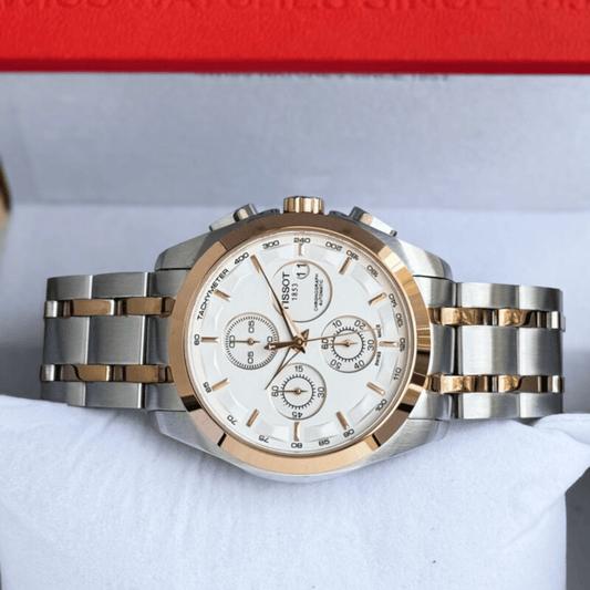 Tissot Couturier 1853 White Dial Chronograph Watch for Men – Two-Tone Stainless Steel