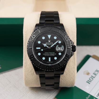 Rolex Yacht-Master Black Dial Automatic Watch for Men – Full Black Stainless Steel