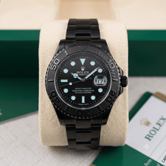 Rolex Yacht-Master Black Dial Automatic Watch for Men – Full Black Stainless Steel