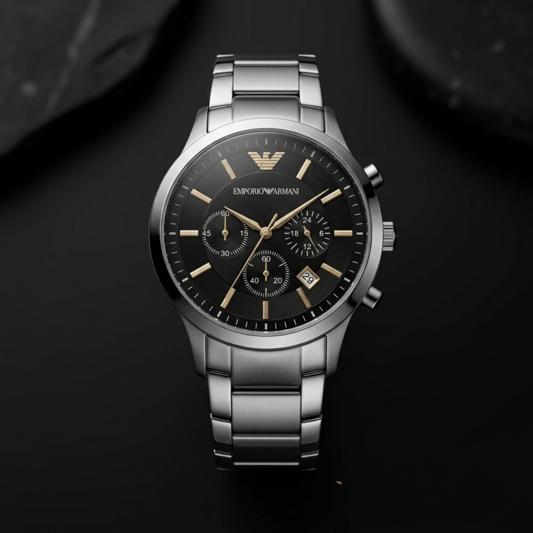 Emporio Armani AR2434 Black Dial Chronograph Copy Watch for Men