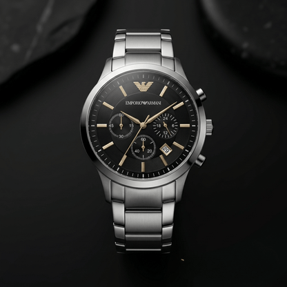 Emporio Armani AR2434 Black Dial Chronograph Copy Watch for Men