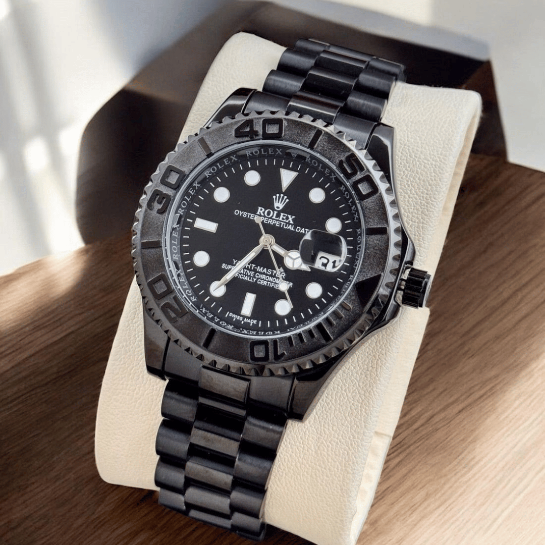 Rolex Yacht-Master Black Dial Automatic Watch for Men – Full Black Stainless Steel