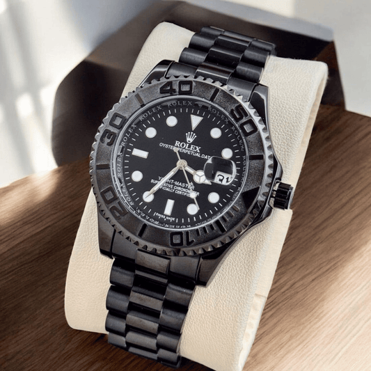 Rolex Yacht-Master Black Dial Automatic Watch for Men – Full Black Stainless Steel