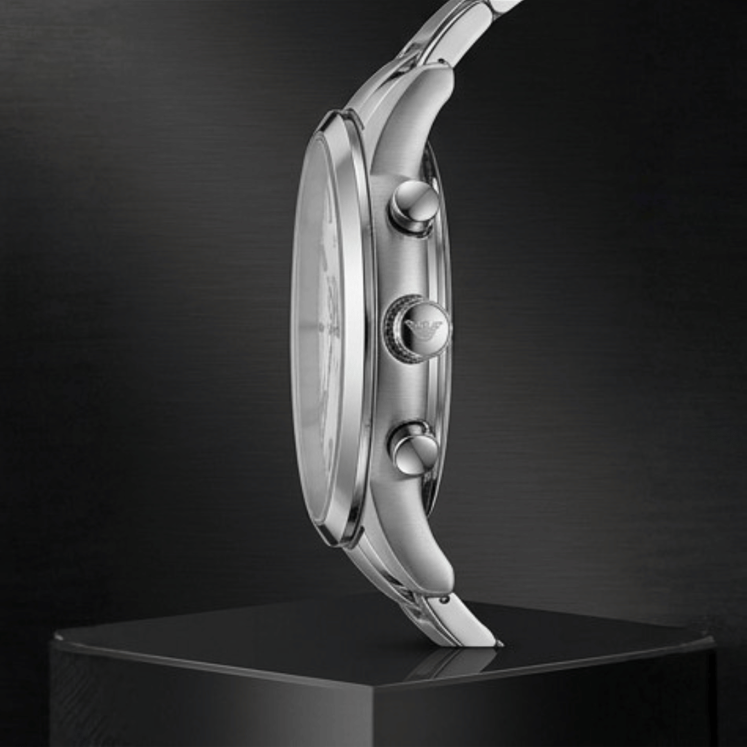 Emporio Armani Silver Dial Stainless Steel Copy Watch