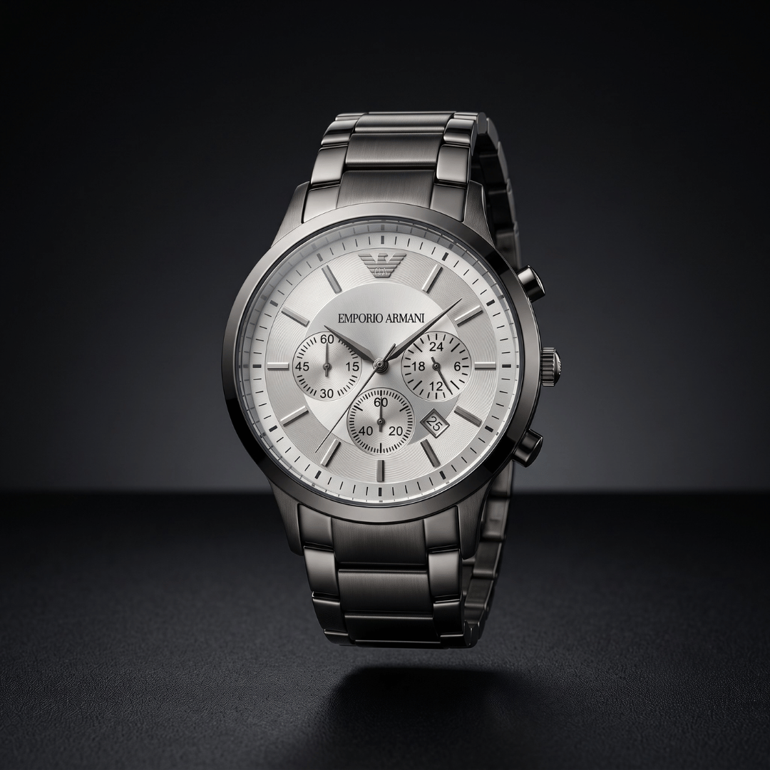 Emporio Armani Silver Dial Stainless Steel Copy Watch
