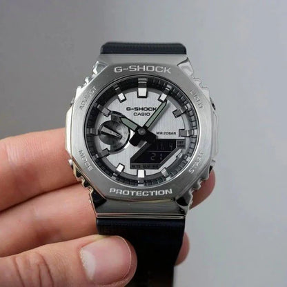 Casio G-Shock GM-2100-1ADR Metal Silver & Black 7AA Premium Watch for Unisex