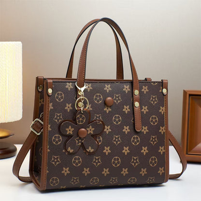 Tote Handbag with Sling Bag & Flower Charm for Women