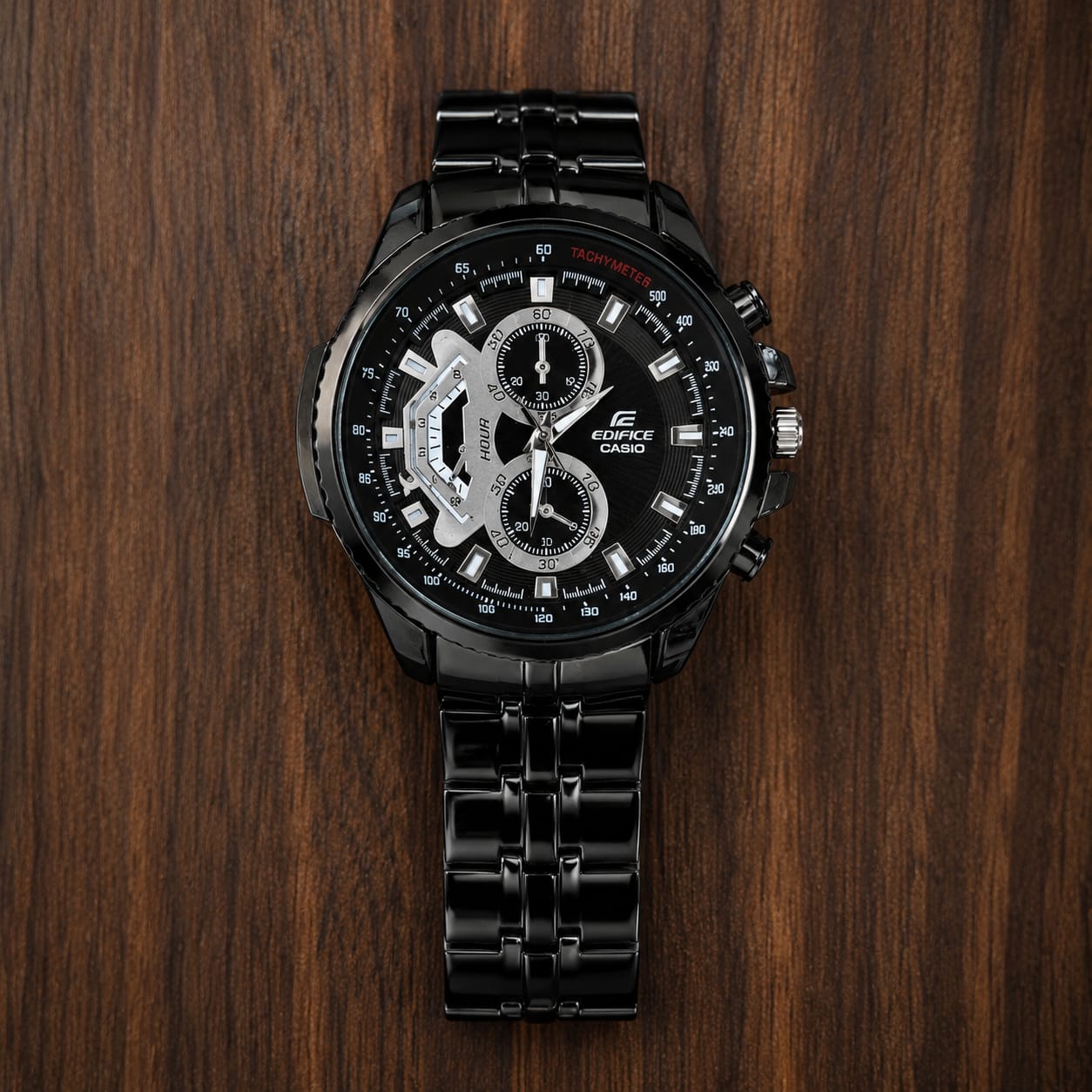 Casio Edifice EF-558D-1AVDF Black Dial Chronograph Watch for Men – Black Stainless Steel