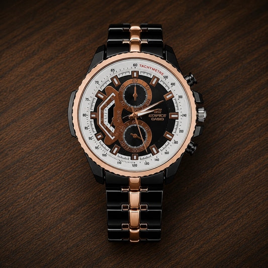 Casio Edifice EF-558SG-1AVDF Black Rose Gold Chronograph Watch for Men