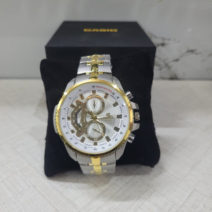 Casio Edifice EF-558SG-1AV Chronograph Watch for Men – Silver & Gold Stainless Steel