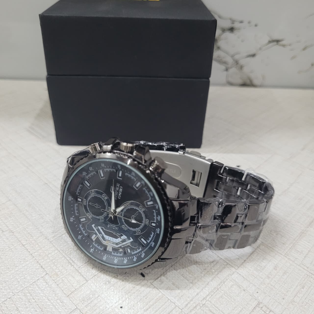 Casio Edifice EF-558D-1AVDF Black Dial Chronograph Watch for Men – Black Stainless Steel