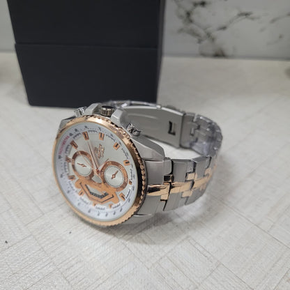Casio Edifice EF-558D-7AVDF Silver Dial Chronograph Copy Watch for Men – Rose Gold Bezel