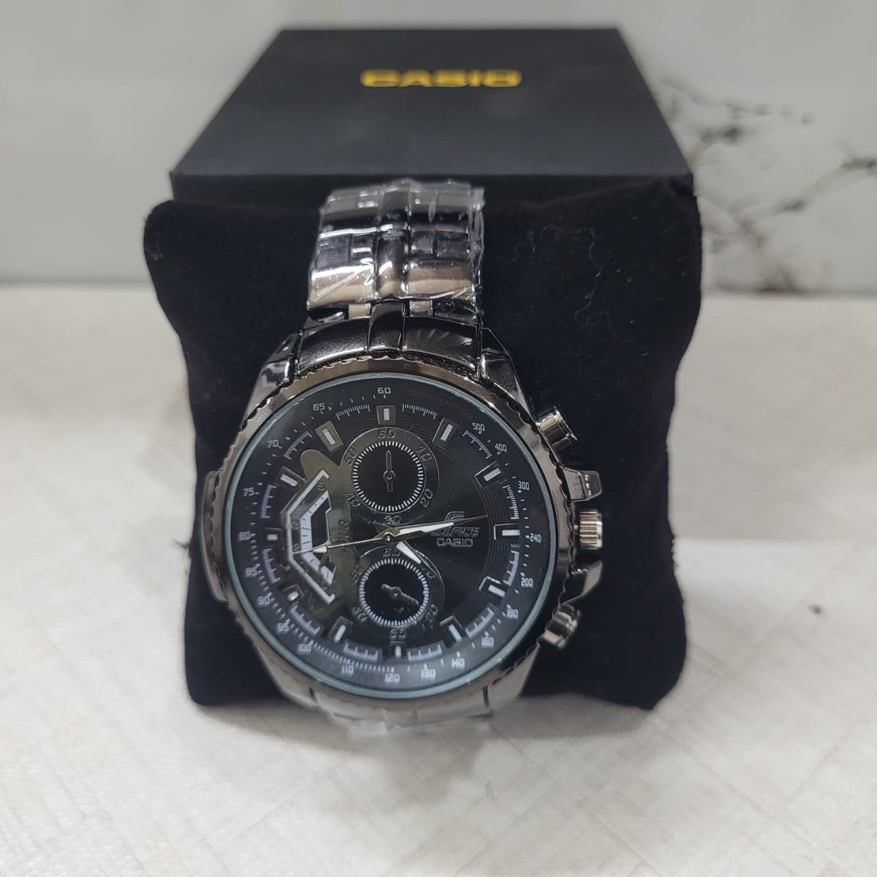Casio Edifice EF-558D-1AVDF Black Dial Chronograph Watch for Men – Black Stainless Steel