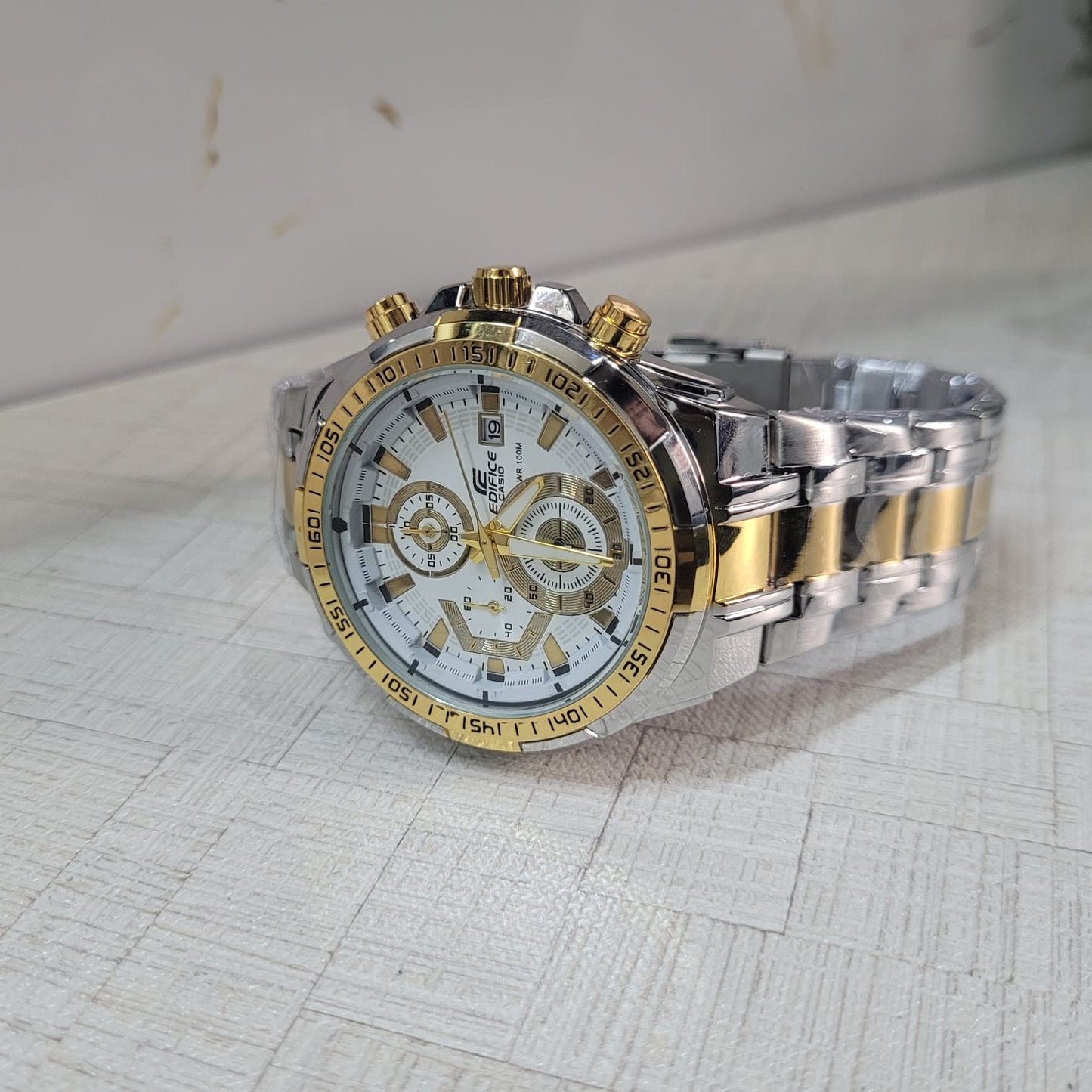 Casio Edifice EFR-539SG-7AVUDF Chronograph Watch for Men – Silver & Gold Stainless Steel
