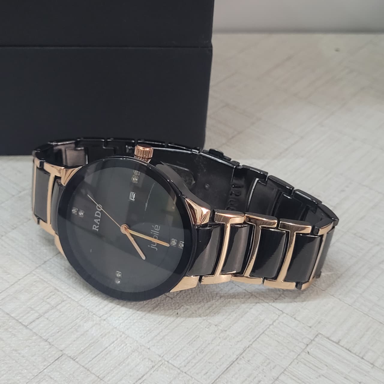 Rado Jubilé Black Dial Black & Gold Ceramic Copy Watch for Men