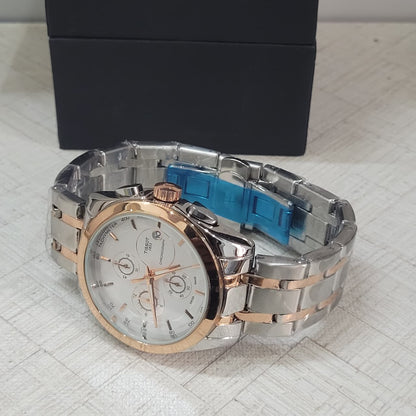 Tissot Couturier 1853 White Dial Chronograph Watch for Men – Two-Tone Stainless Steel