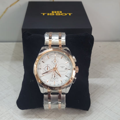 Tissot Couturier 1853 White Dial Chronograph Watch for Men – Two-Tone Stainless Steel