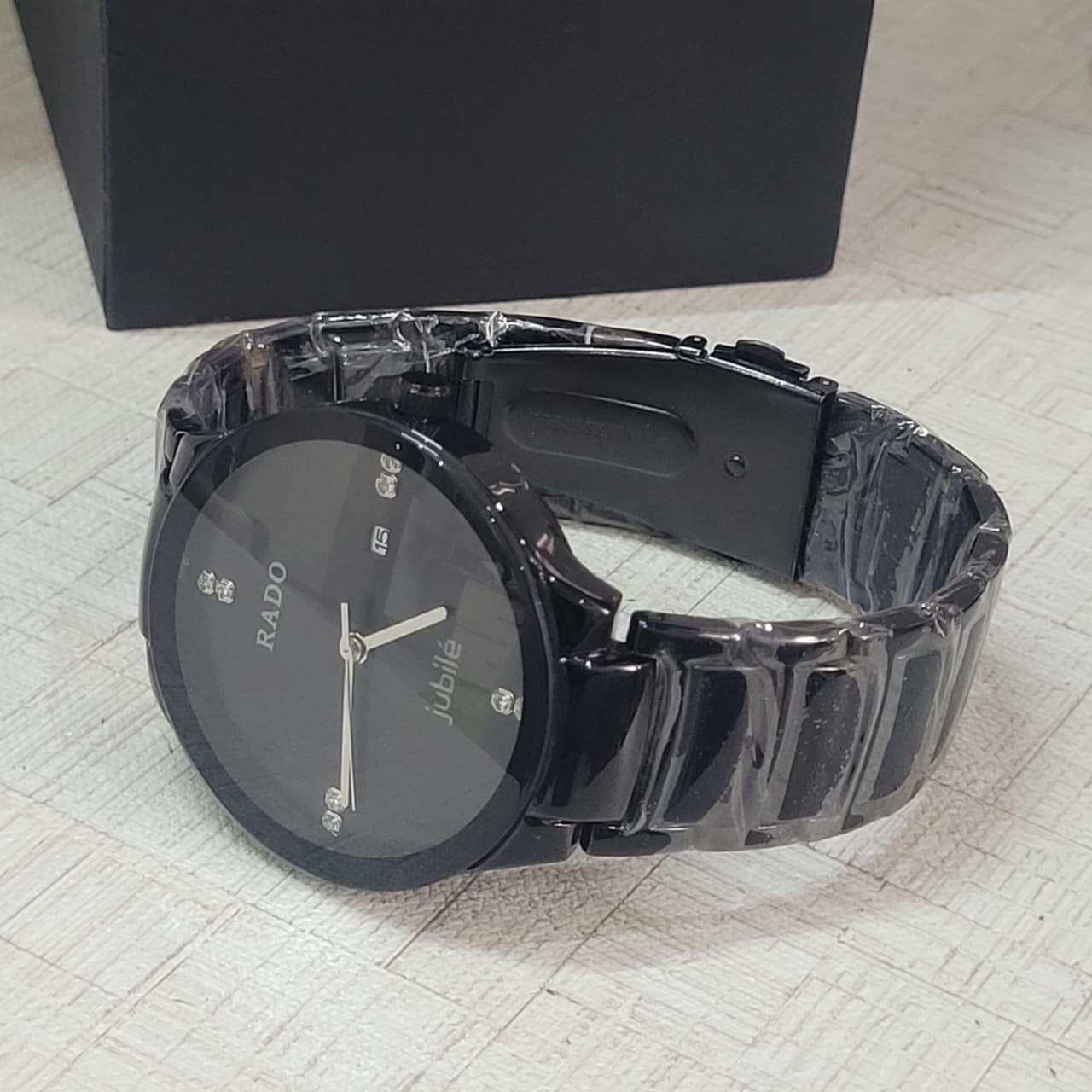 Rado True Round Jubilé Black Dial Ceramic Copy Watch for Men
