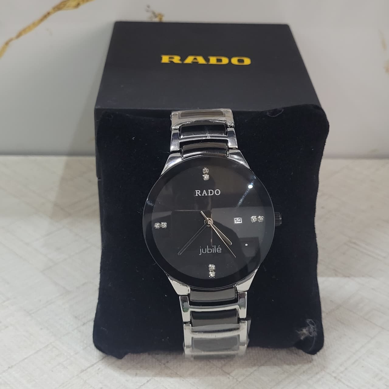 Rado Centrix Jubilé Black Dial Two-Tone Watch for Men