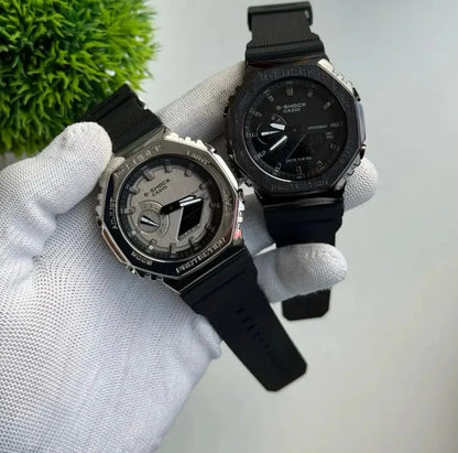 Casio G-Shock GM-2100-1ADR Metal Silver & Black 7AA Premium Watch for Unisex