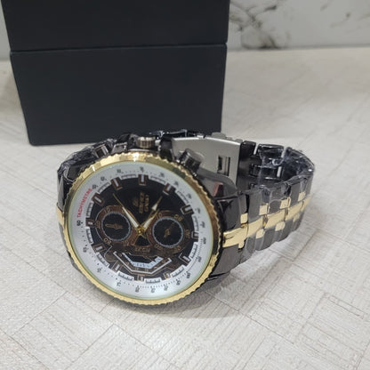 Casio Edifice EF-558SG-1AV Chronograph Tachymeter Watch for Men – Black & Gold