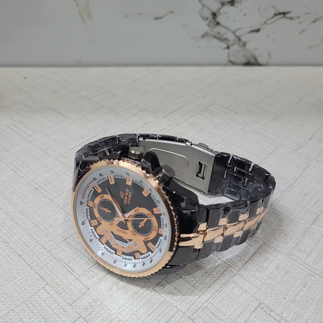 Casio Edifice EF-558SG-1AVDF Black Rose Gold Chronograph Watch for Men