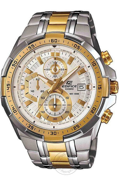 Casio Edifice EFR-539SG-7AVUDF Chronograph Watch for Men – White Dial Gold Metal Strap