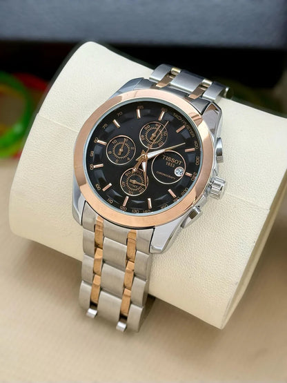 Tissot 1853 Black Dial with Rose Gold Bezel 7AA Premium Chronograph Watch for Men